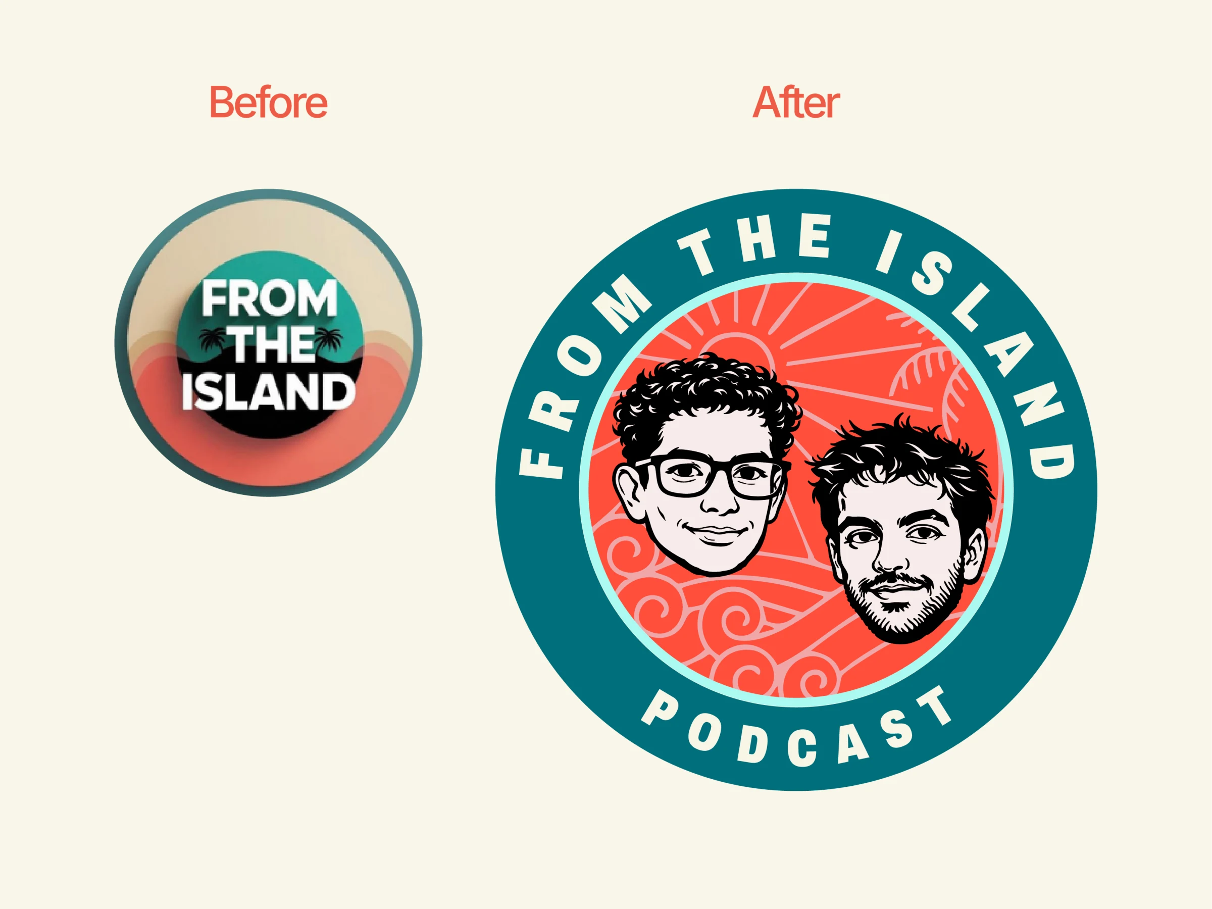 From The Island logo before and after redesign