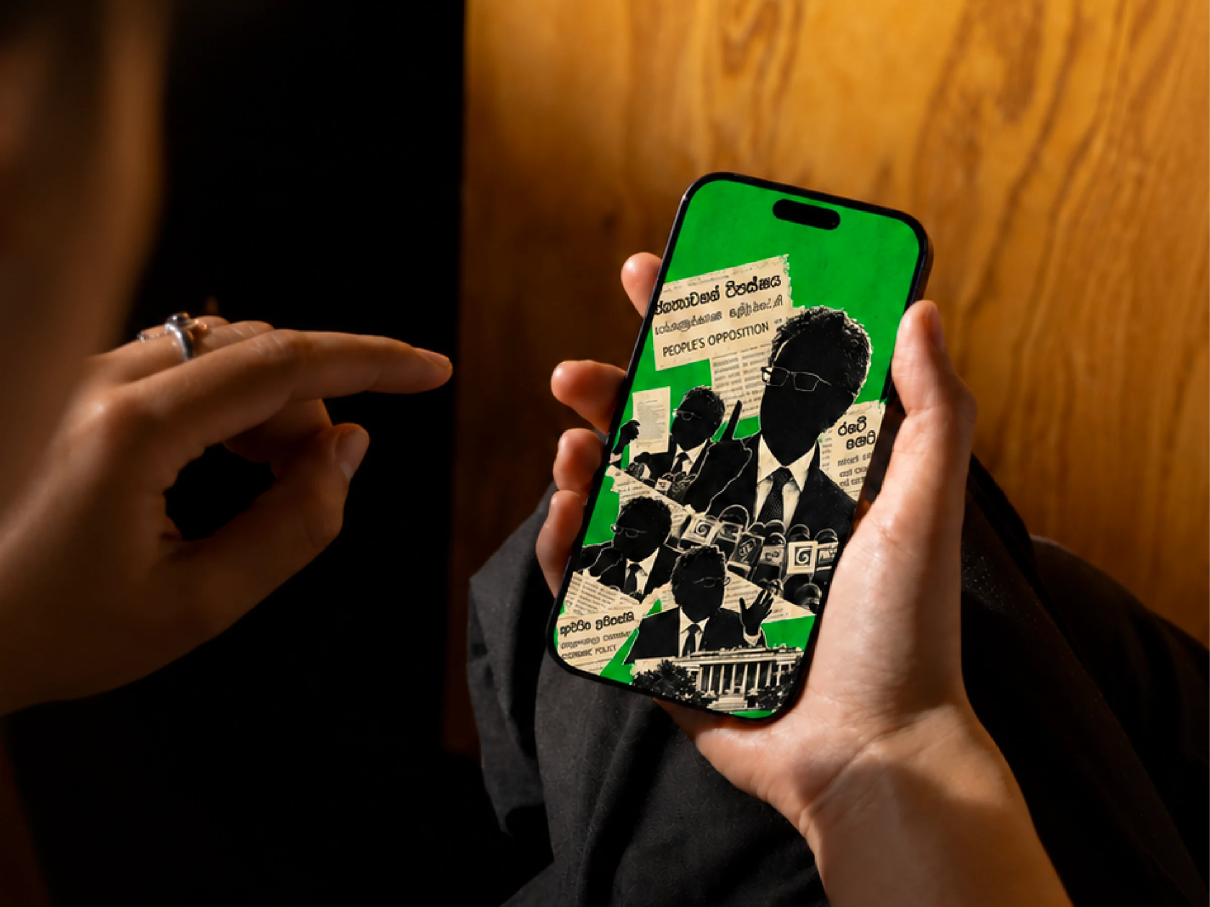 Campaign content displayed on a phone with identifying details obscured