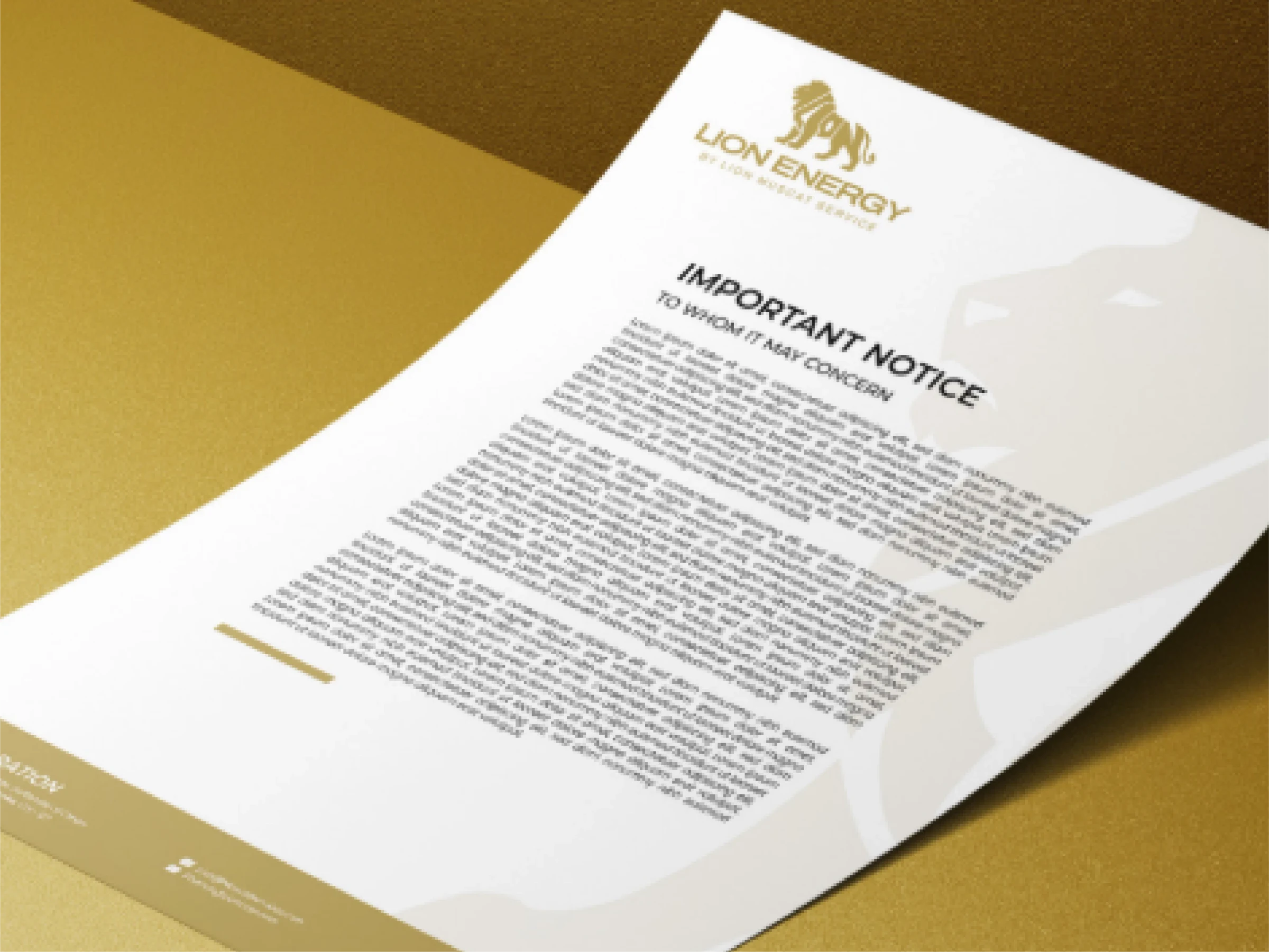 Lion Energy branded corporate communication and stationery