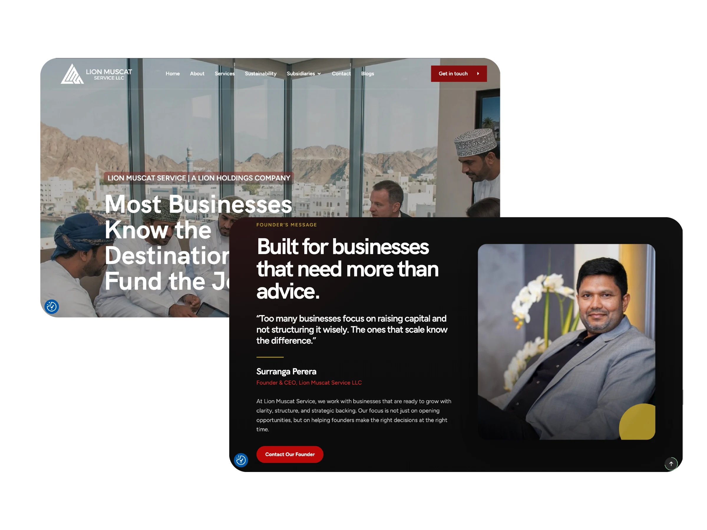 Lion Muscat Service website on desktop and tablet