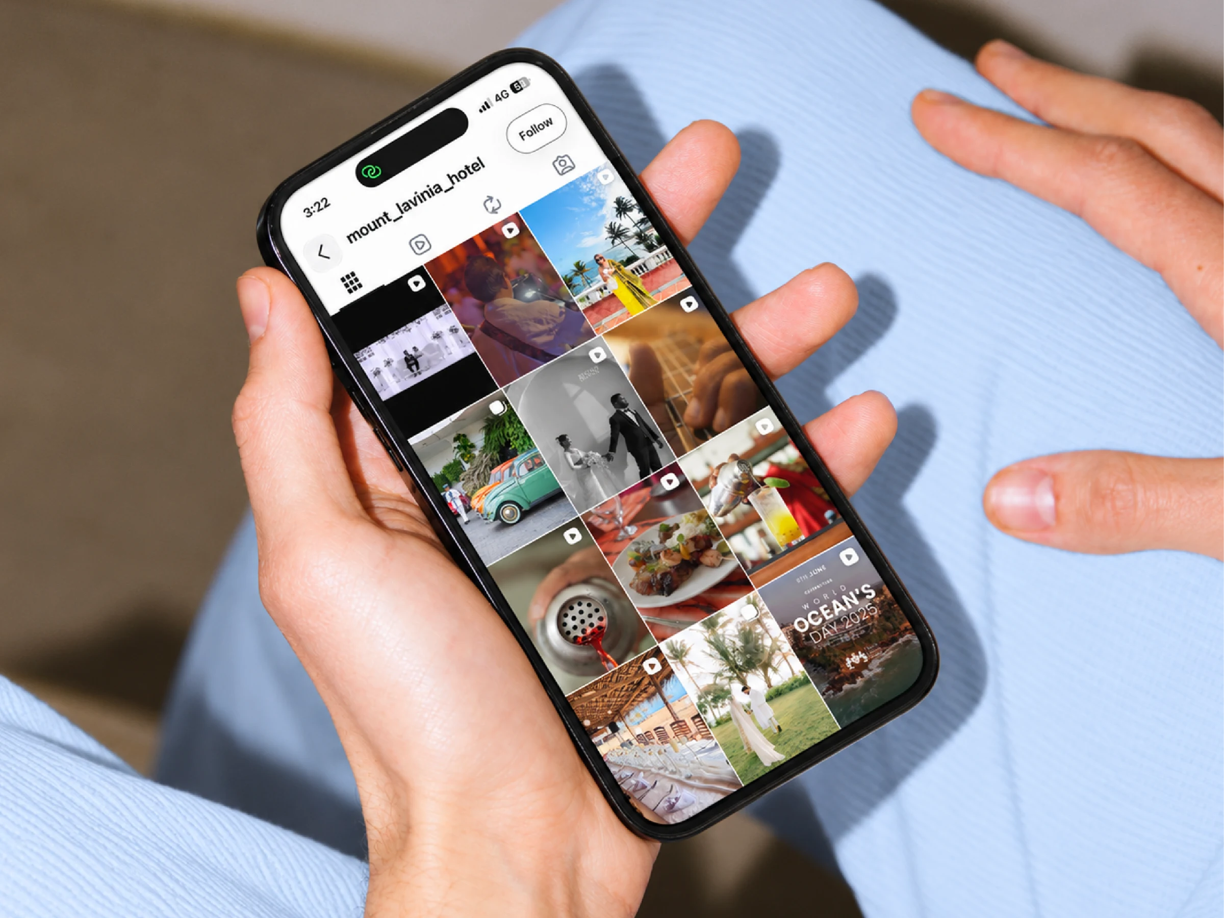 Mount Lavinia Hotel Instagram feed displayed on a phone