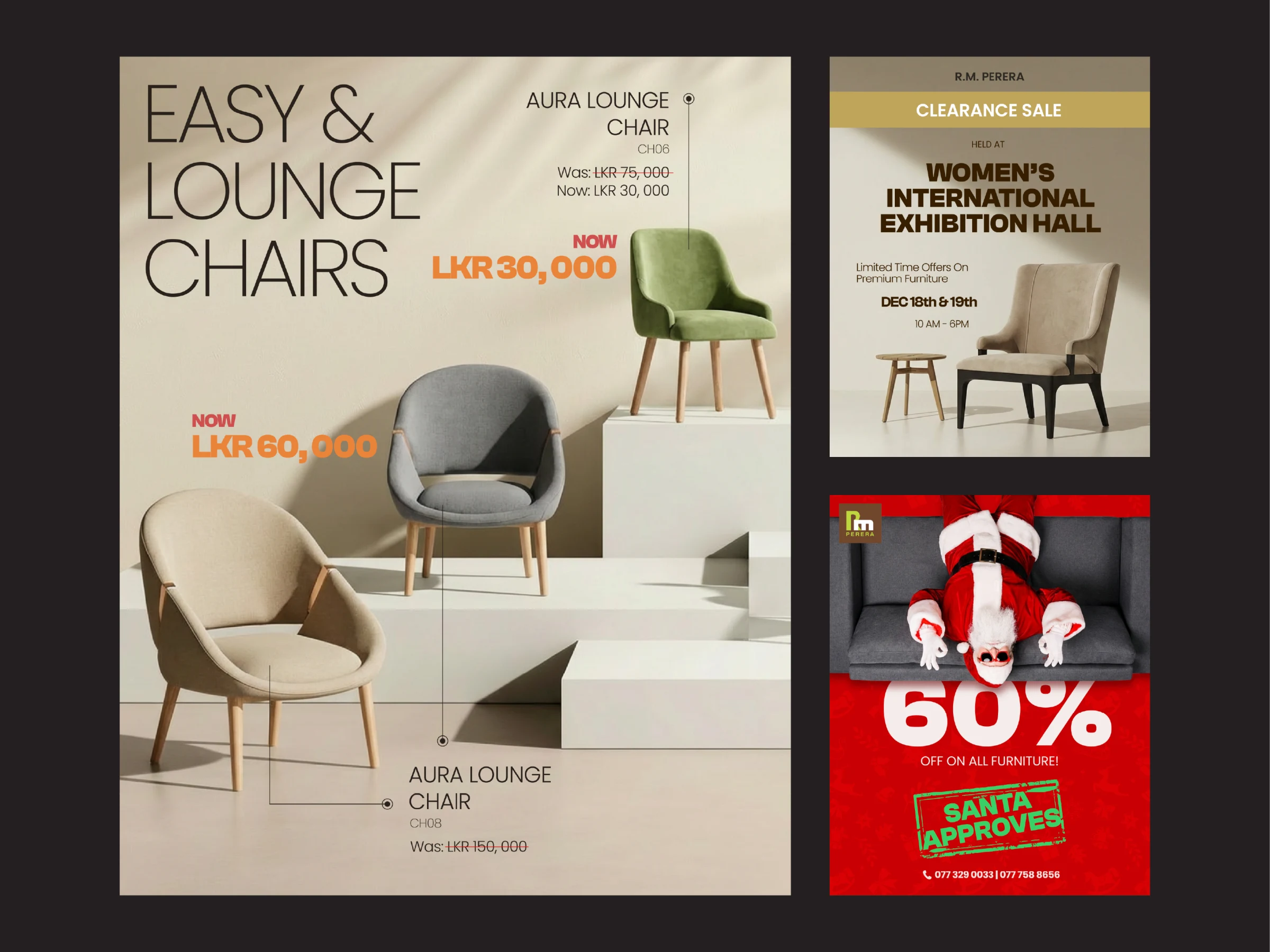 Product-led, promotional and furniture campaign creative variations