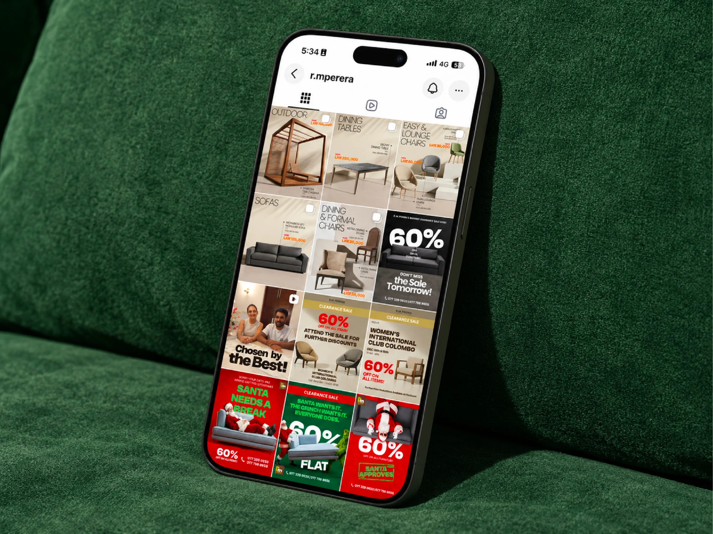 R. M. Perera furniture campaign social feed