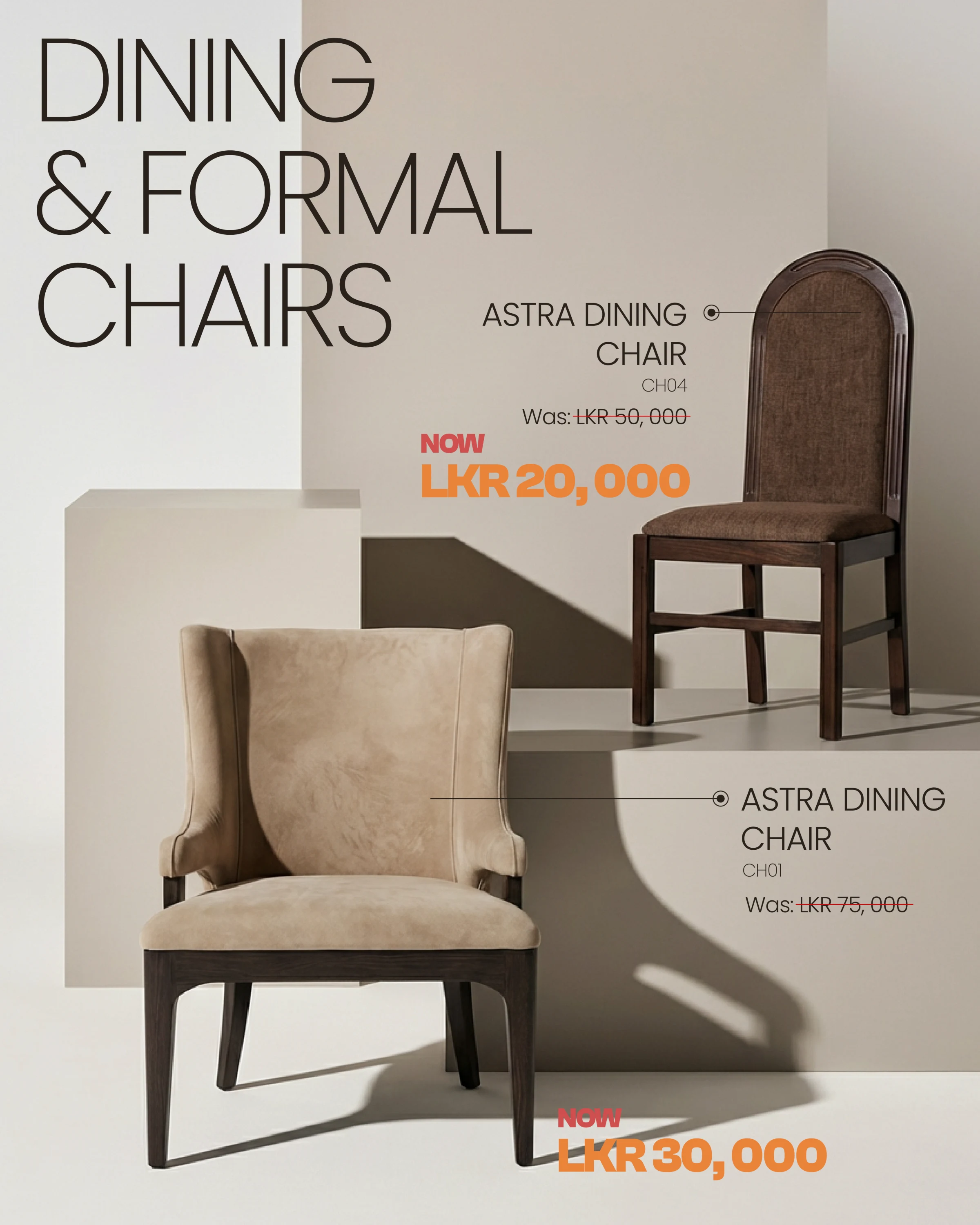 R. M. Perera dining and formal chairs creative