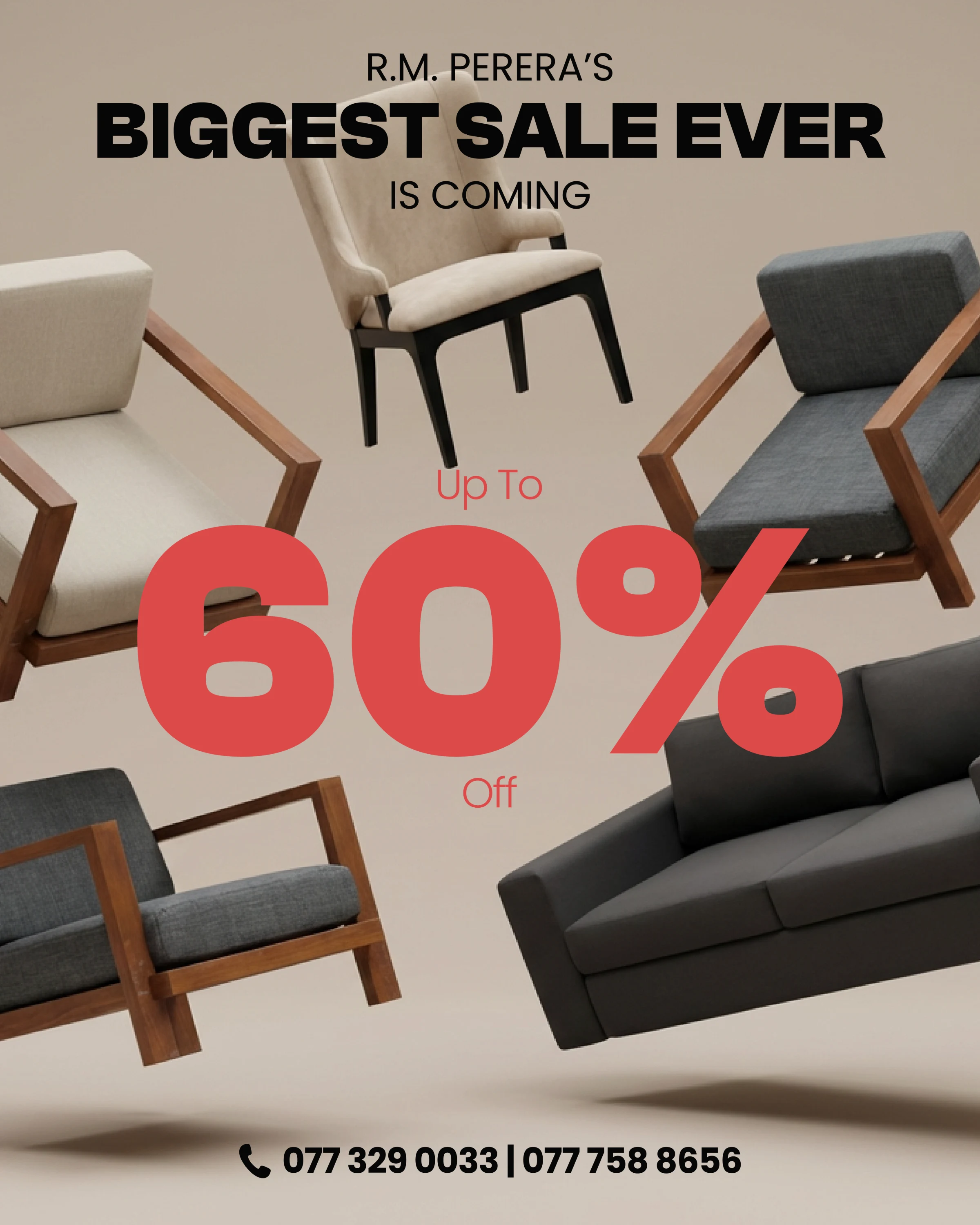 R. M. Perera furniture clearance sale advertisement